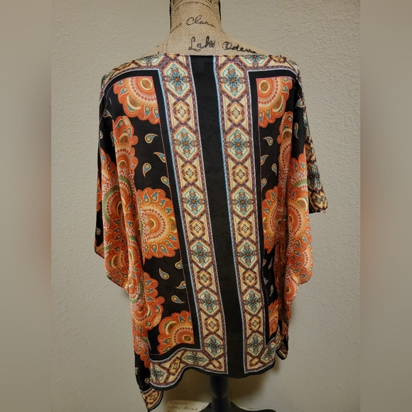 New York & Company Black Tunic with Orange Paisley Border - Picture 2 of 2
